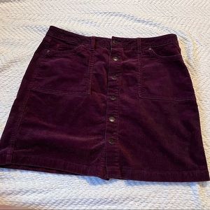 Maroon Button Front Skirt